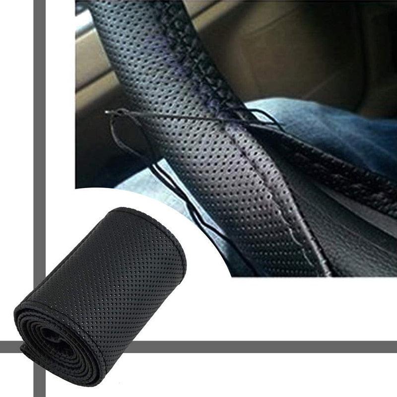 Perforated leather steering wheel cover - One Beast Garage