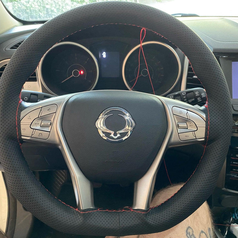 Perforated leather steering wheel cover - PackLux - One Beast Garage