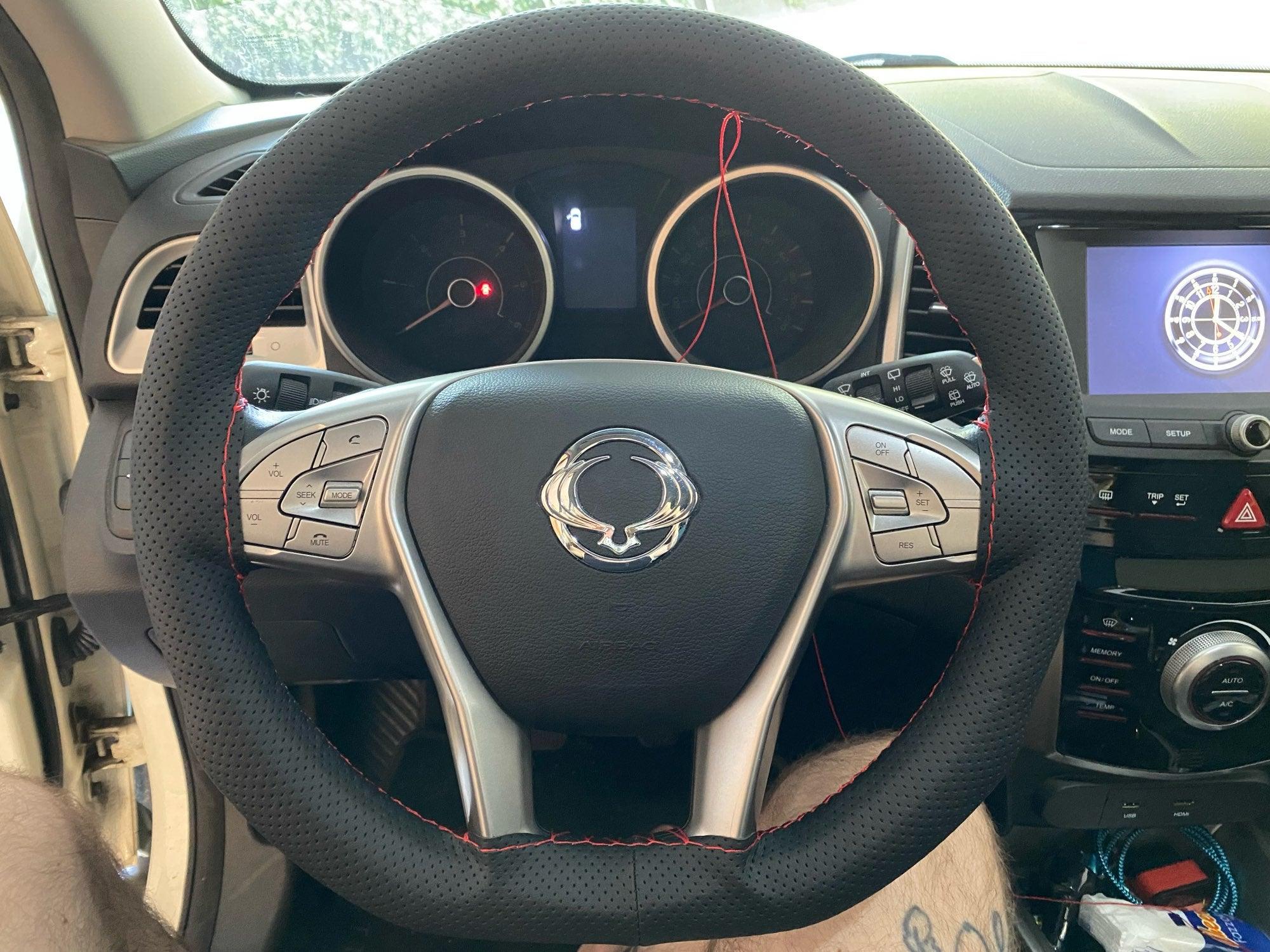 Perforated leather steering wheel cover - PackLux - One Beast Garage