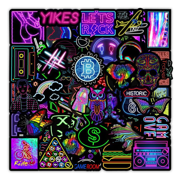 Cartoon Neon Light Graffiti - Stickers Deluxe