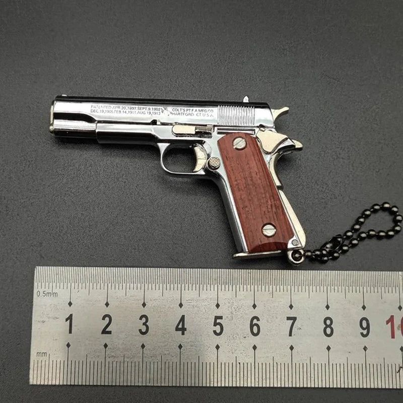 Metal Pistol Gun Keychain Miniature