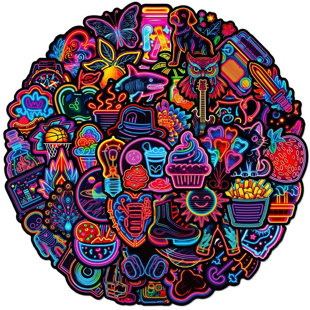 Premium Mix - Neon Light Cartoon Stickers