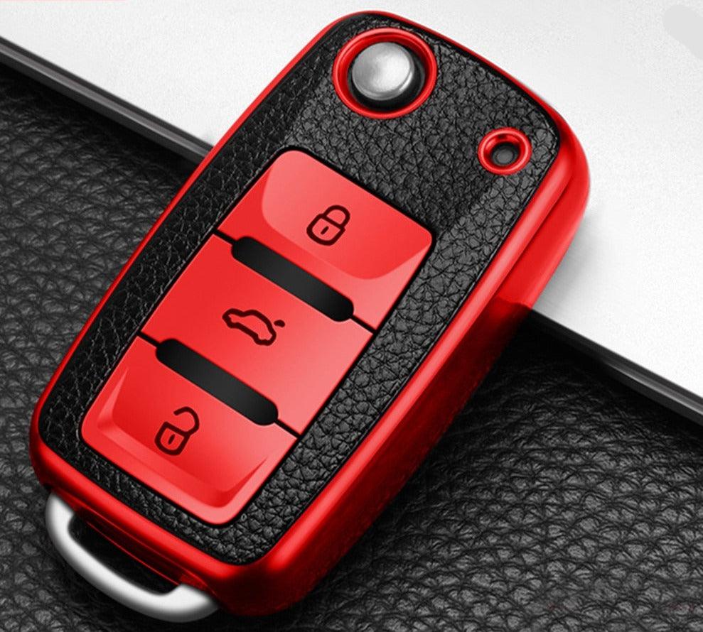 Leather Car Key Cover Case for Volkswagen / Beetle / Skoda / Jetta - One Beast Garage