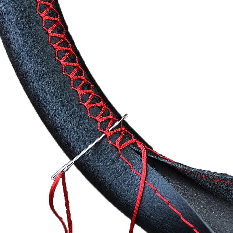 Premium Perforated Black Natural Leather Steering Wheel Cover - One Beast Garage